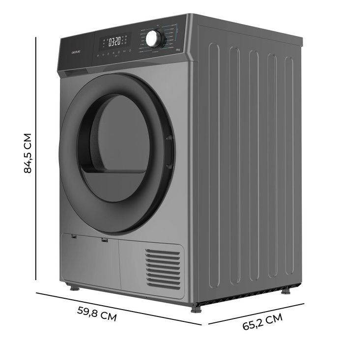 Cecotec Secadora 8 kg acero Bolero Dresscode Dry 8330 Steel frontal bomba de calor E