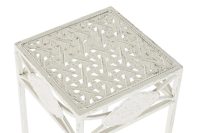 DKD Home Decor Set de 3 Mesas Auxiliares de Metal Blanco