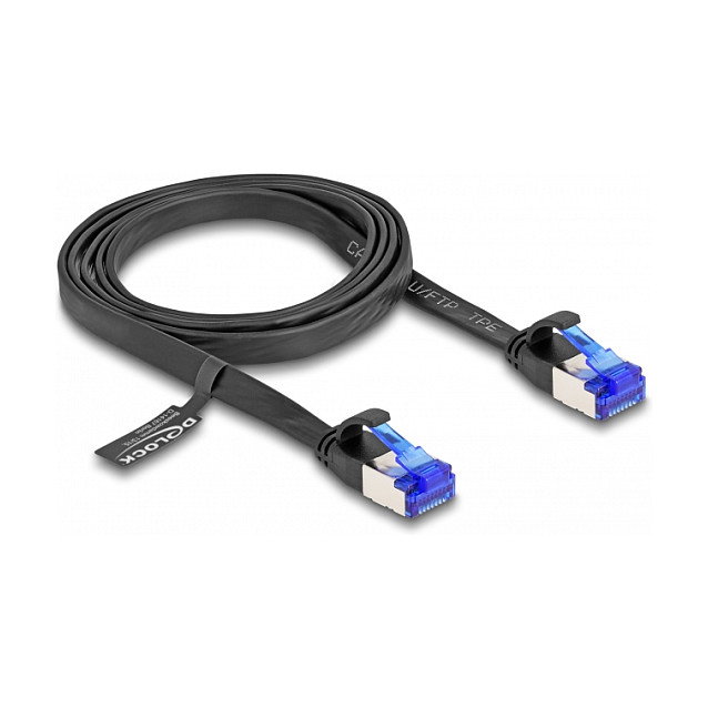DeLOCK Cable de parcheo plano RJ45 macho a macho Cat.6A flexible 1 m negro