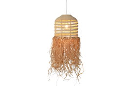 DKD Home Decor Lámpara de Techo de Ratán Hecha a Mano Natural 30x30x65 cm