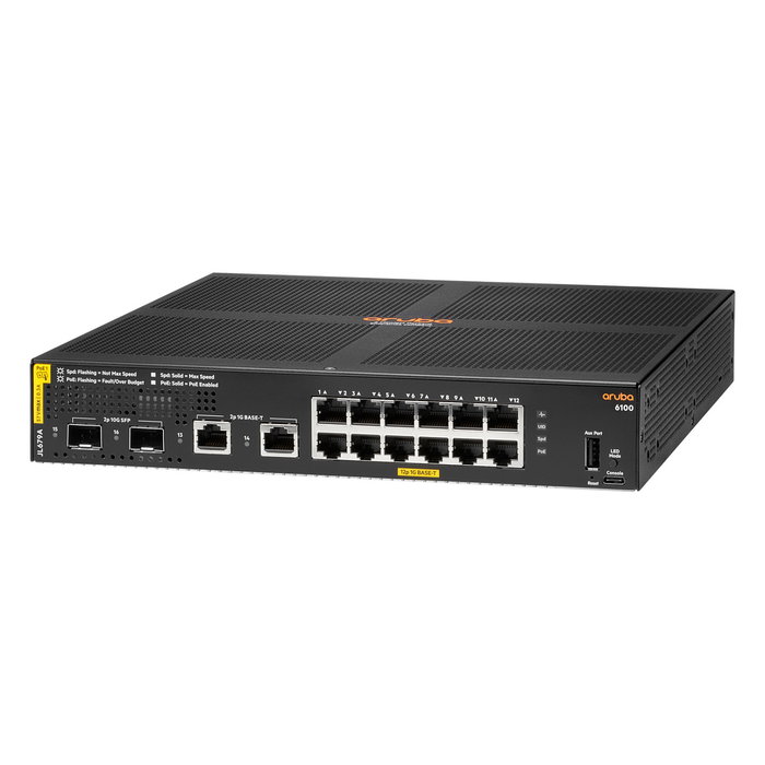 HP Enterprise Aruba Networking CX 6100 12G Class4 PoE 2G/2SFP+ 139W HP Enterprise Aruba Networking CX 6100 12G Class4 PoE 2G/2SFP+ 139W