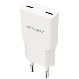 Nanocable Cargador de pared 2xUSB-C PD 30W Blanco