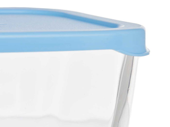 Pasabahce Fiambrera Snow Box Tapa Azul 420 ml (12.5 x 6 x 9.5 cm) (Set de 12)