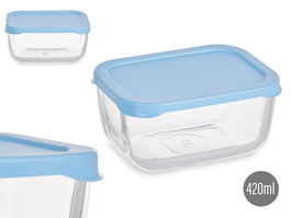 Pasabahce Fiambrera Snow Box Tapa Azul 420 ml (12.5 x 6 x 9.5 cm) (Set de 12)