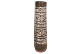 DKD Home Decor Macetero de Madera Tallado Cocotero Marrón 30x30x120 cm