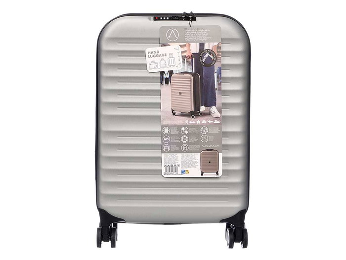 ARTE REGAL Maleta de Cabina Plegable 37L con Candado, 4 Ruedas Dobles, Rígida ABS, 40x55.5x16 cm (Abierta 40x23x103 cm), Color Plata (Set de 3)