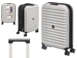 ARTE REGAL Maleta de Cabina Plegable 37L con Candado, 4 Ruedas Dobles, Rígida ABS, 40x55.5x16 cm (Abierta 40x23x103 cm), Color Plata (Set de 3)