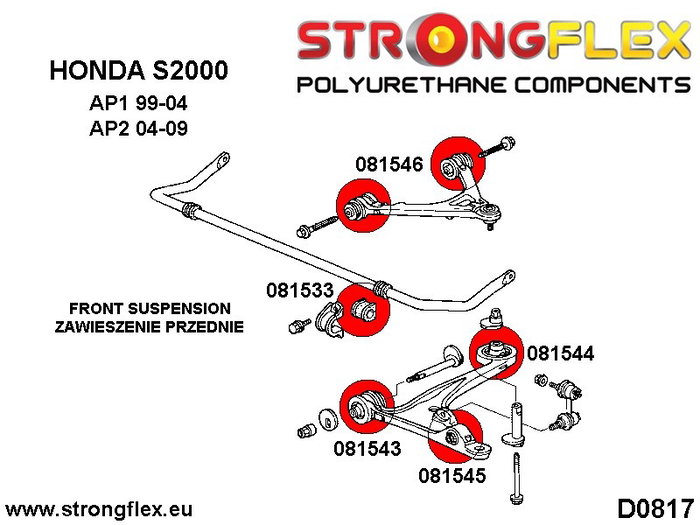 StrongFlex STF081546B Brazo Silentblock, Alta Flexibilidad, Muy Buena Resistencia a Carga Dinámica, Alta Resistencia a Abrasión