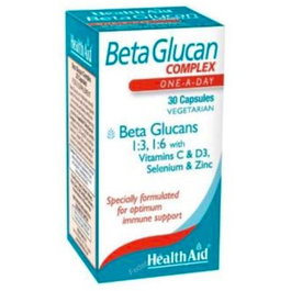 HEALTH AID Beta Glucan Complex 30 Cápsulas | Complemento Alimenticio para Apoyo Inmunológico, Vitamina C, Zinc