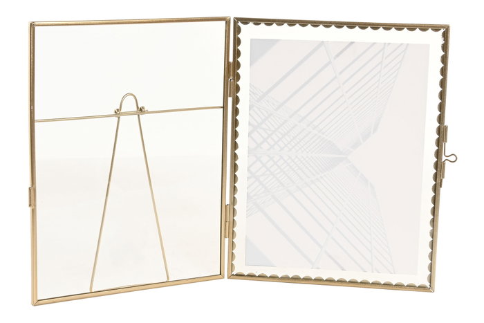 DKD Home Decor Marco de Fotos 15x20 Metal y Cristal Dorado