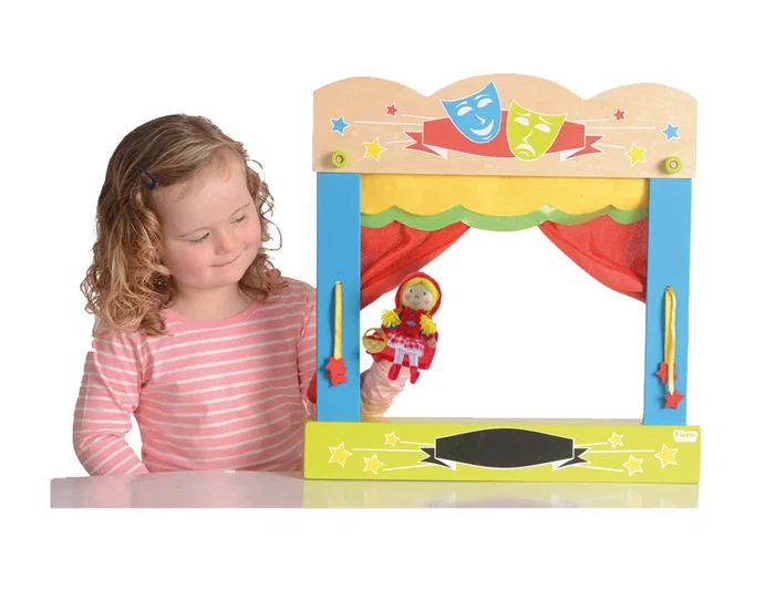 Fiesta Crafts Teatro de Marionetas de Sobremesa en Madera y Tela con Cara, Dimensiones 45x47 cm Fiesta Crafts Teatro de Marionetas de Sobremesa en Madera y Tela con Cara, Dimensiones 45x47 cm