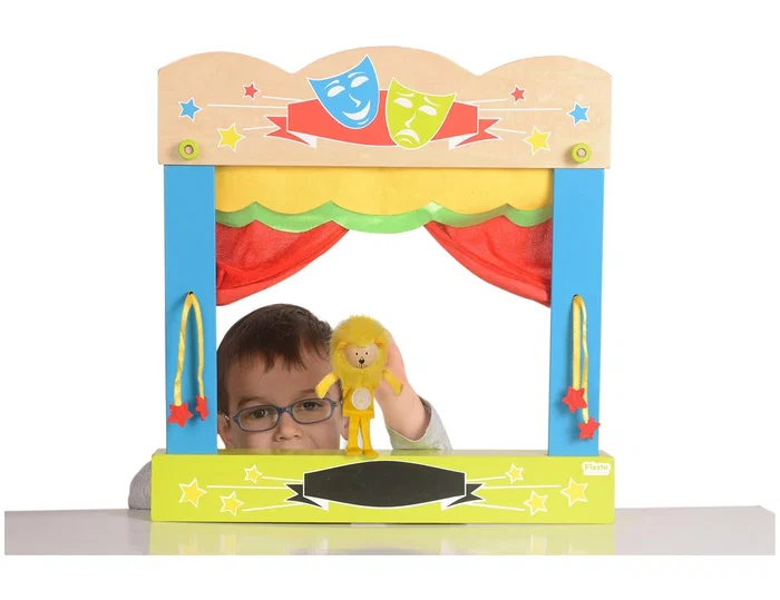 Fiesta crafts Teatro de sobremesa con marionetas de madera y tela 45x47 cm