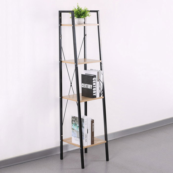 Home Deco Factory Estantería Loka 4 Baldas Metal y Contrachapado 34x32x148 cm Colección Industriel