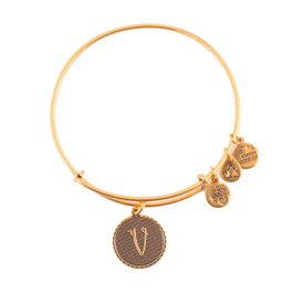 Alex And Ani Pulsera con Letra V en Dorado