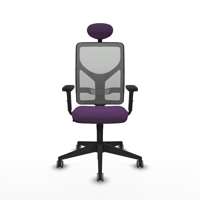 PIQUERAS Y CRESPO Silla de oficina Motilla con mecanismo Sincro, Tela Morada y Malla Gris