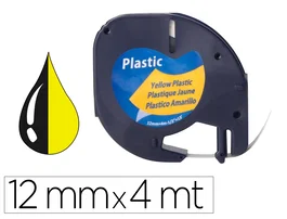Q-connect Cinta para máquina Letratag 12 mm x 4 m negro-hiperamarillo