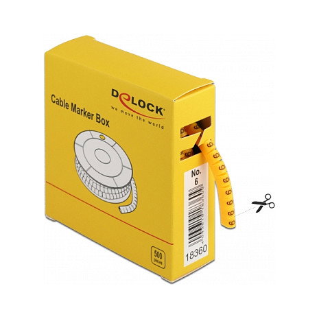 DeLOCK Marcadores de cables, Nr: 6, amarillo, 500 unidades DeLOCK Marcadores de cables, Nr: 6, amarillo, 500 unidades
