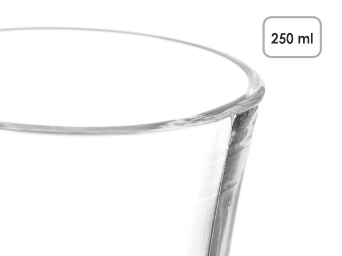 Vivalto Taza de Vidrio para Café Latte con Pie y Asa, Transparente, 250 ml, 10 x 14.5 x 7 cm (Set de 24)