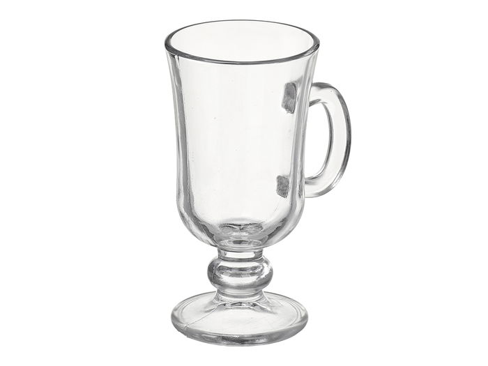 Vivalto Taza de Vidrio para Café Latte con Pie y Asa, Transparente, 250 ml, 10 x 14.5 x 7 cm (Set de 24)