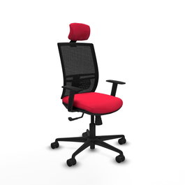 PIQUERAS Y CRESPO Silla de oficina Yunquera con mecanismo Sincro, Rojo y Negro
