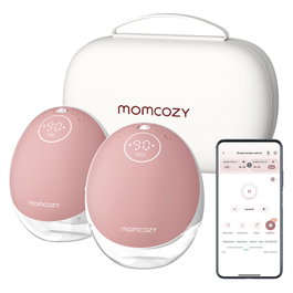 Momcozy M9 Sacaleches Doble Portátil con Batería y Caja de Almacenamiento, Granate