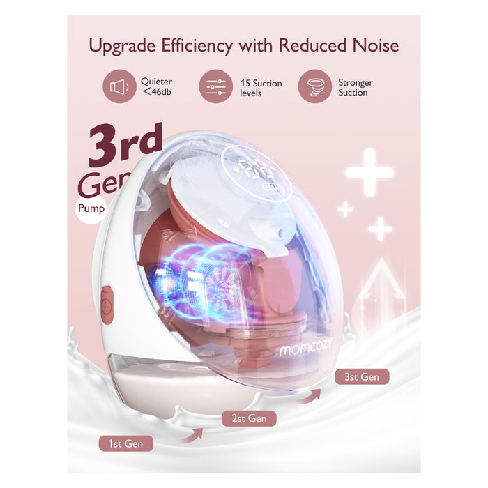 Momcozy M9 Sacaleches Doble Portátil con Batería y Caja de Almacenamiento, Granate