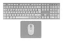 Tacens ZenithWFR Combo Teclado, Ratón y Alfombrilla Inalámbrico 3en1, Tecla Copilot IA, AZERTY Francés, Perfil Bajo, 3200 DPI, Blanco y Plata