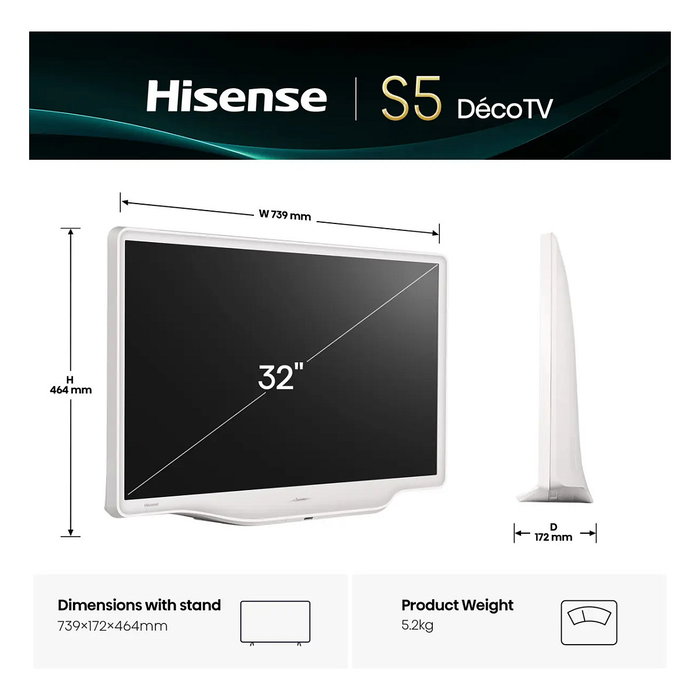 Hisense 32S5Q QLED Full HD 32 pulgadas Blanco Hisense 32S5Q QLED Full HD 32 pulgadas Blanco