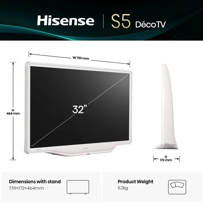 Hisense 32S5Q Smart TV QLED Full HD 32 pulgadas Blanco