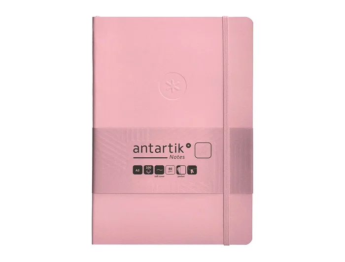 Antartik Cuaderno A5 Tapa Blanda, Hojas Lisas, 80 Hojas, 80gr, Rosa Pastel