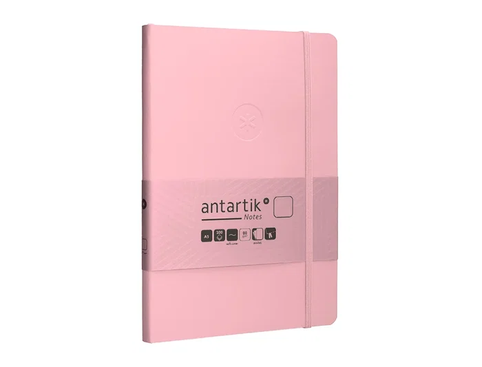 Antartik Cuaderno A5 Tapa Blanda, Hojas Lisas, 80 Hojas, 80gr, Rosa Pastel