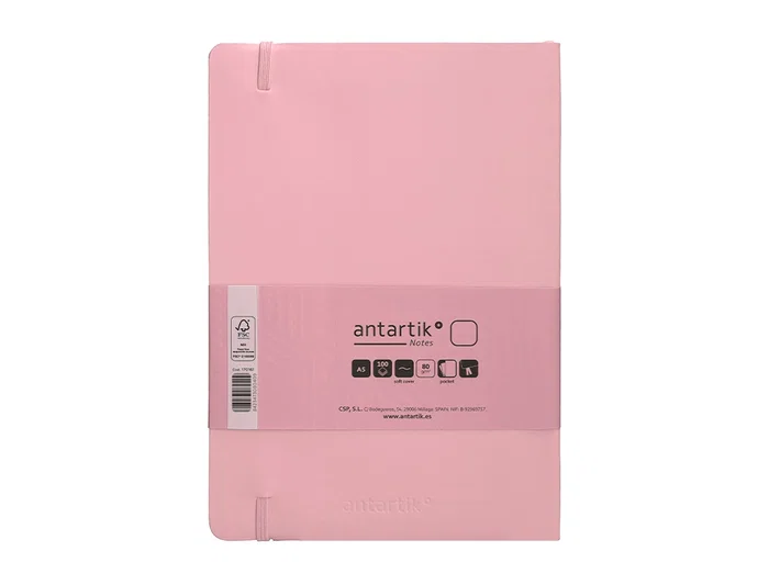 Antartik Cuaderno A5 Tapa Blanda, Hojas Lisas, 80 Hojas, 80gr, Rosa Pastel