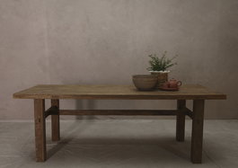 DKD Home Decor Mesa Comedor Indo minimal 24 Teca reciclada Desmontable 90 x 78 x 220 cm