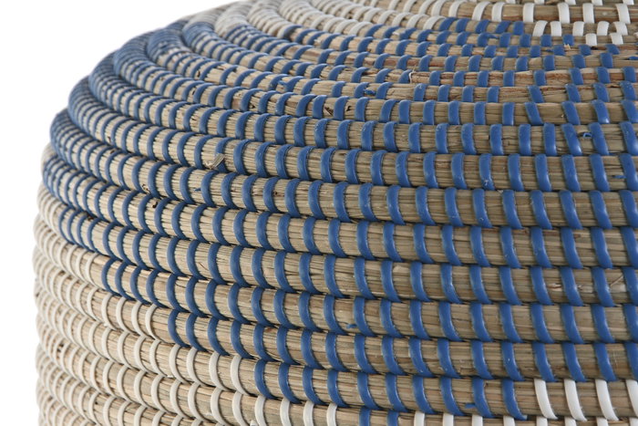 DKD Home Decor Jarrón Seagrass Natural y Azul 40x40x48 cm