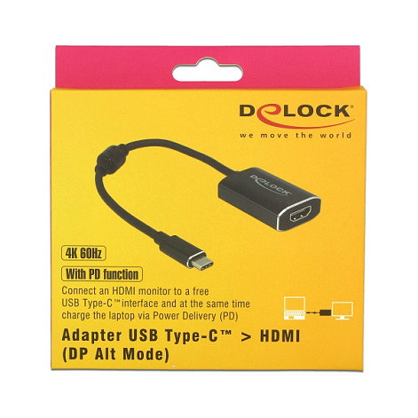 DeLOCK Adaptador USB Type-C™ a HDMI 4K 60 Hz con función PD, Gris