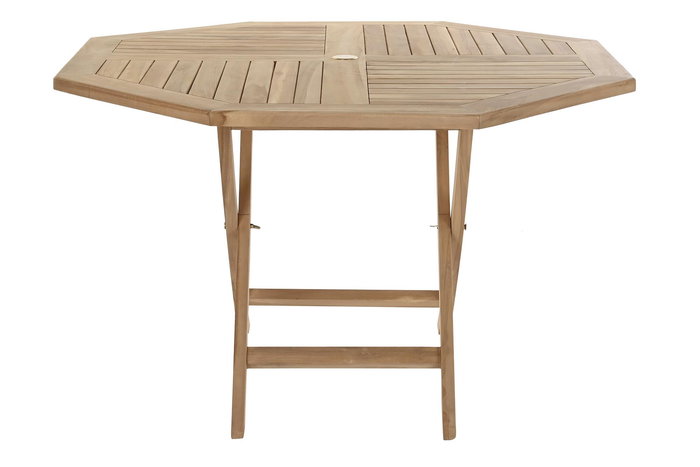 DKD Home Decor Mesa Comedor Plegable de Jardín y Terraza en Teca Marrón 120x120x75 cm - Set 5 Piezas (Mesa y 4 Sillas)