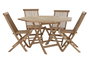 DKD Home Decor Mesa Comedor Plegable de Jardín y Terraza en Teca Marrón 120x120x75 cm - Set 5 Piezas (Mesa y 4 Sillas)