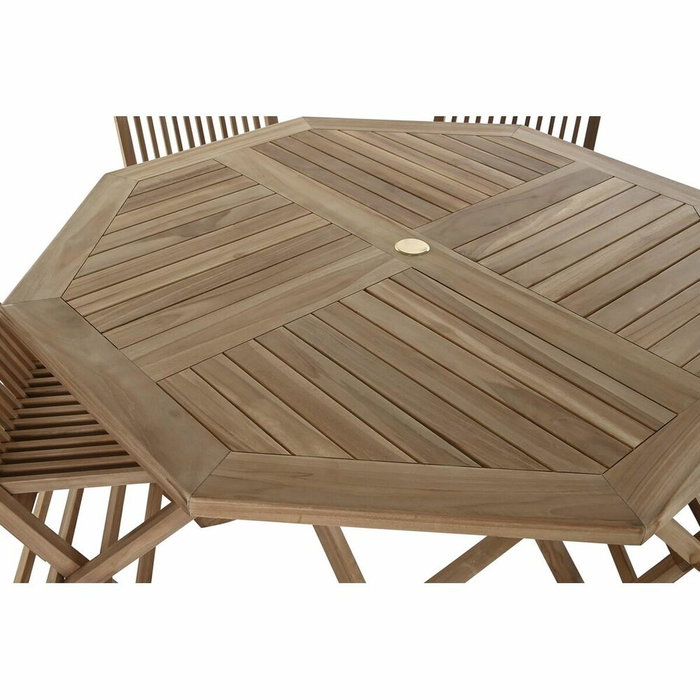 DKD Home Decor Set de Comedor de Teca con Mesa y 4 Sillas Plegables de 120x120x75 cm DKD Home Decor Set de Comedor de Teca con Mesa y 4 Sillas Plegables de 120x120x75 cm