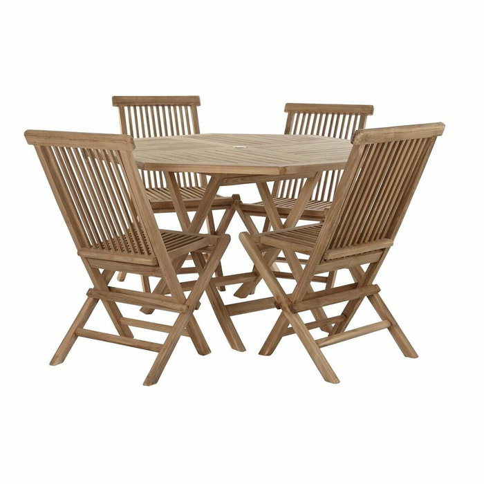 DKD Home Decor Set de Comedor de Teca con Mesa y 4 Sillas Plegables de 120x120x75 cm DKD Home Decor Set de Comedor de Teca con Mesa y 4 Sillas Plegables de 120x120x75 cm