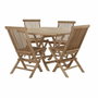 DKD Home Decor Set de Comedor de Teca con Mesa y 4 Sillas Plegables de 120x120x75 cm