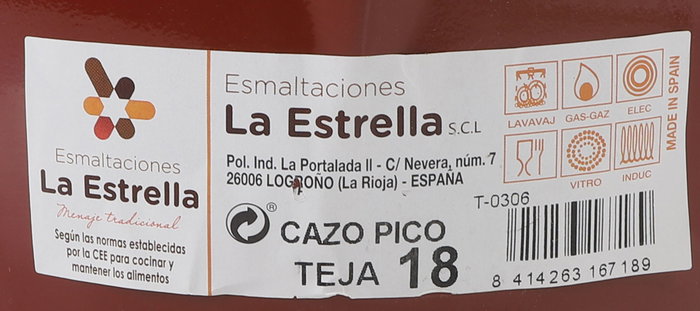 La Estrella Cazo Pico 18 cm - 2.2 L "Teja" (6 Unidades)