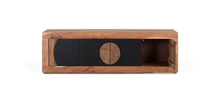 Giner y Colomer Mueble TV Acacia 4 Puertas Madera Natural y Negro