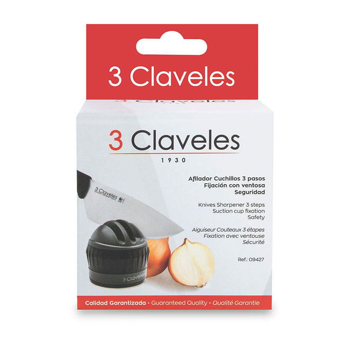 3 Claveles Afilador de Cuchillos 3 Pasos con Ventosa Diamante Carburo Cerámica