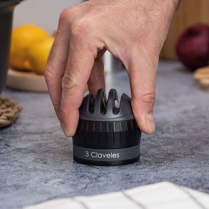 3 Claveles Afilador de Cuchillos 3 Pasos con Ventosa Diamante Carburo Cerámica