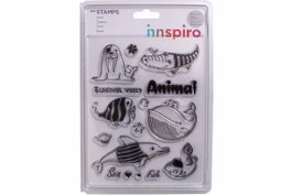 Innspiro Set de sellos acrílicos Animales mar y peces 14x18cm