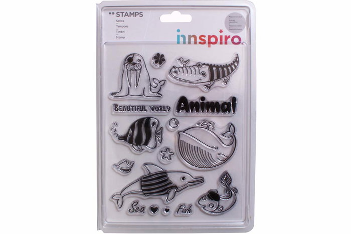 Innspiro Set de sellos acrílicos Animales mar y peces 14x18cm Innspiro Set de sellos acrílicos Animales mar y peces 14x18cm