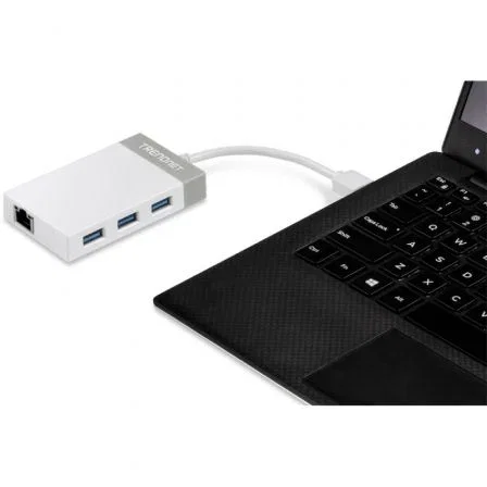 TRENDnet TU3-ETGH3 Adaptador USB 3.0 a Gigabit Ethernet con Hub de 4 Puertos, Blanco