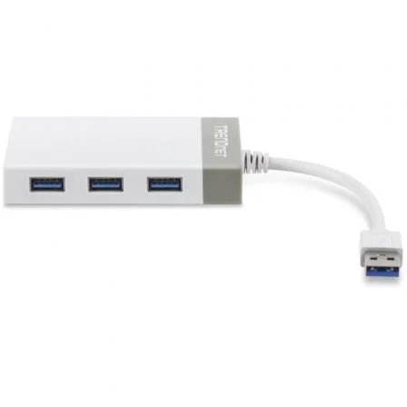 TRENDnet TU3-ETGH3 Adaptador USB 3.0 a Gigabit Ethernet con Hub de 4 Puertos, Blanco
