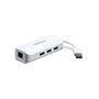 TRENDnet TU3-ETGH3 Hub USB 3.0 con Adaptador Ethernet Gigabit Blanco y Gris