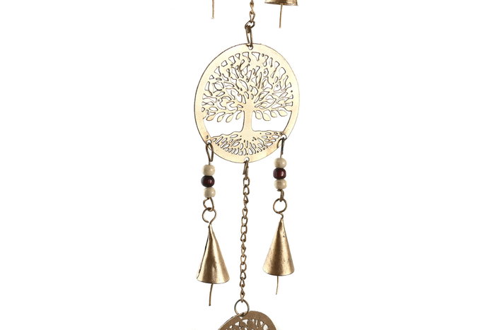 DKD Home Decor Decoración Colgante Árbol de la Vida Dorado y Blanco